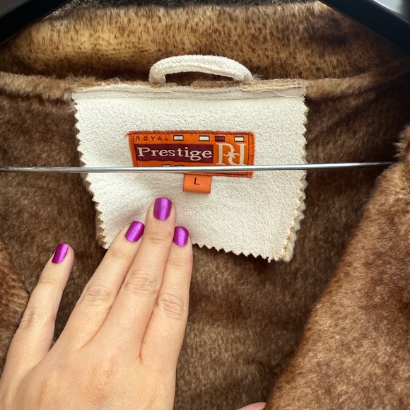 Royal Prestige Unisex Faux Suede Pimp Coat Patchwork Long Coat in Brown Cream - Picture 3 of 11